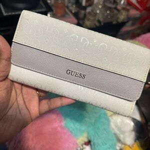 GUESS White and Tan Women's Wallet